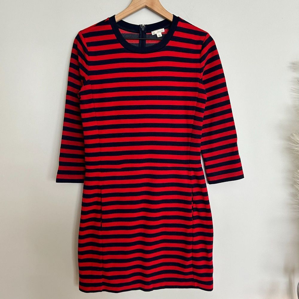 Gap Red Navy Striped Dress w Pockets